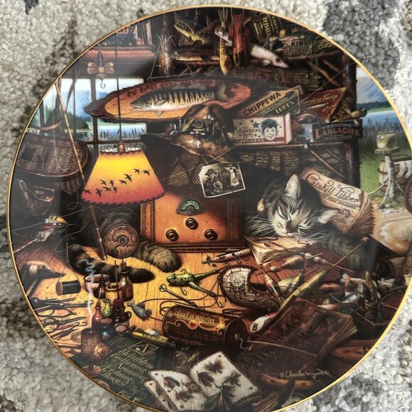 Bradford Exchange Purr-Fect Places Cat Plates w/Hanger - MAX IN THE ADIRONDACKS - Picture 3 of 4